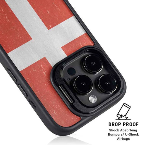 Denmark Flag Distressed iPhone 16 Pro Max Kickstand Case